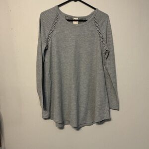 Faded Glory Gray Textured Long Sleeve Top